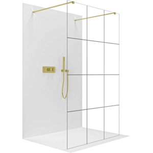 CERANO - Sprchová zástena Walk-in Onyx Duo Ľ/P - 8 mm - hranatá vzpera - zlatá, industriálne sklo - 110x200 CER-8050BD1839 vyobraziť