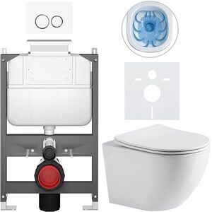 CERANO - Kompletný WC set Basic/Cesso - biela lesklá - WC tlačidlo Dualo/Biela - ovládanie zhora - predstenová inštalácia - 49x36 CER-8050BD85925 vyobraziť