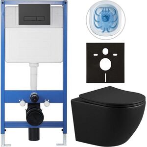 CERANO - Kompletný podomietkový WC set Profi/Cesso - čierna matná - WC tlačidlo Slim, čierne matné - predstenová inštalácia / sadrokartón - 49x36 CER-8050BD49 vyobraziť