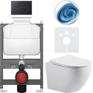 CERANO - Kompletný WC set Basic/Cesso - biela matná - WC tlačidlo Modulo/Čierna - ovládanie zhora - predstenová inštalácia - 49x36 CER-8050BD86185 vyobraziť