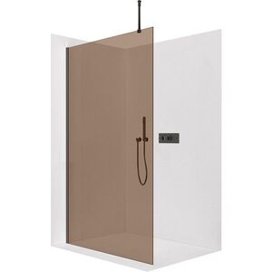 CERANO - Sprchová zástena Walk-in Onyx Top Round Ľ/P - 8 mm - okrúhla vzpera - čierna matná, bronzové sklo - 80x200 CER-689038 vyobraziť