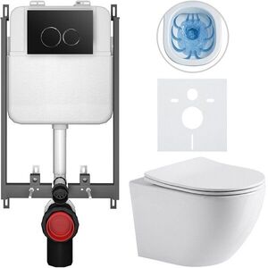 CERANO - Kompletný WC set Basic/Cesso - biela lesklá - WC tlačidlo Dualo/Čierna - na zamurovanie - 49x36 CER-8050BD85931 vyobraziť