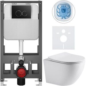 CERANO - Kompletný WC set Basic/Cesso - biela lesklá - WC tlačidlo Dualo/Čierna - voľne stojaca - predstenová inštalácia - 49x36 CER-8050BD85932 vyobraziť