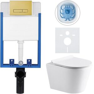 CERANO - Kompletný podomietkový WC set Lite/Carlito - biela lesklá - WC tlačidlo Slim, zlatá - na zamurovanie - 48, 5x36, 5 CER-458769 vyobraziť