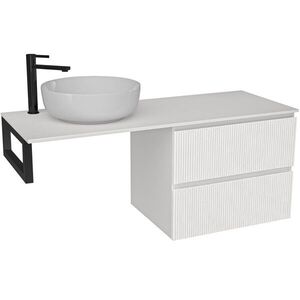 CERANO - Kúpeľňová skrinka Carole - biela matná ryhovaná + doska pod umývadlo z lit. mramoru Elanys - 12 mm + konzola čierna - 160x46x49, 2 CER-600164 vyobraziť