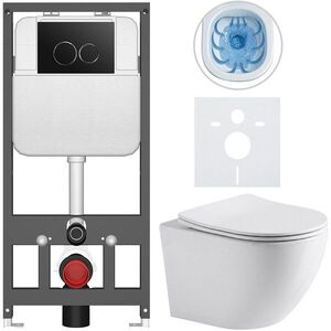 CERANO - Kompletný WC set Basic/Cesso - biela lesklá - WC tlačidlo Dualo/Čierna - závesné - predstenová inštalácia - 49x36 CER-8050BD85933 vyobraziť
