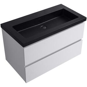 CERANO - Kúpeľňová skrinka Carole - biela matná + umývadlo z lit. mramoru Ovo - čierna matná - 100, 5x53x46, 5 CER-979921 vyobraziť