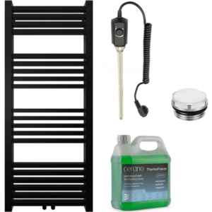 CERANO - Kúpeľňový elektrický radiátorový set Franko - 300W - čierna matná - 1200x500 mm CER-978838 vyobraziť
