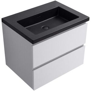 CERANO - Kúpeľňová skrinka Carole - biela matná + umývadlo z lit. mramoru Ovo - čierna matná - 60, 5x53x46, 5 CER-979922 vyobraziť