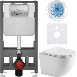 CERANO - Kompletný WC set Basic/Cesso - biela lesklá - WC tlačidlo Dualo/Strieborná - voľne stojaca - predstenová inštalácia - 49x36 CER-8050BD85937 vyobraziť