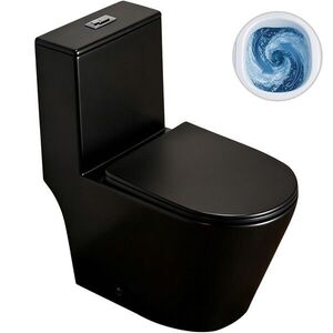 CERANO - WC kombi Marmo, Double Vortex + Slim/UF sedátko - spodný/zadný odpad - čierna matná - 70x36 CER-680361 vyobraziť