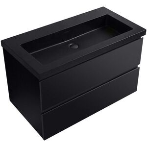 CERANO - Kúpeľňová skrinka Carole - čierna matná + umývadlo z lit. mramoru Ovo - čierna matná - 80, 5x53x46, 5 CER-979926 vyobraziť