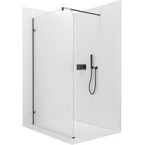 CERANO - Sprchová zástena Walk-in Orbis Round - Ľavá - 8 mm - guľatá vzpera - čierna matná, mliečne sklo - 140x200 CER-682132 vyobraziť