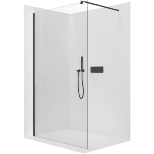 CERANO - Sprchová zástena Walk-in Onyx Round Ľ/P - 8 mm - guľatá vzpera - čierna matná, transparentné sklo - 130x200 CER-426370 vyobraziť