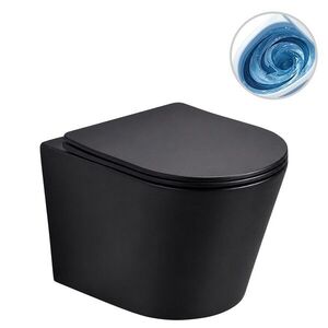 CERANO - WC závesné Hugo, Vortex Rimless + Slim/UF sedátko - čierna matná - 53x36 CER-680364 vyobraziť