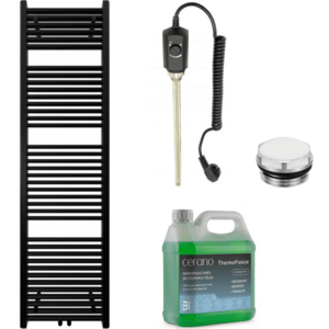 CERANO - Kúpeľňový elektrický radiátorový set Lincoln - 600W - čierna matná - 1800x500 mm CER-978845 vyobraziť
