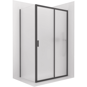 CERANO - Sprchovací kút Varone LINE Ľ/P - 6 mm - čierna matná, mliečne sklo - 90x70 - posuvný CER-DY505-9106 vyobraziť