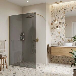 REA/S - Sprchová zástena Flexi Grey / Brush Gold 90 KPL-K99285 vyobraziť