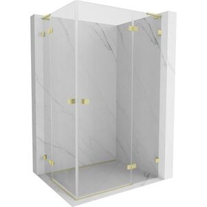 MEXEN/S - Lunar L Duo sprchový kút dvere krídlové pravá 115 x 110, transparent, zlato kartáčovaná 834L-115P-110L-55-00 vyobraziť
