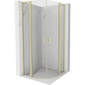 MEXEN/S - Mist L sprchový kút štvrťkruh, krídlové 90 x 90, transparent, zlato kartáčovaná 8A32L-090-090-55-00 vyobraziť