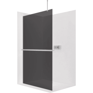 CERANO - Sprchová zástěna Walk-in Onyx Top Round L/P - 8 mm - kulatá vzpěra + polička/držák na ručníky - chrom, grafitové sklo - 30x200 CER-8050BD80088 vyobraziť