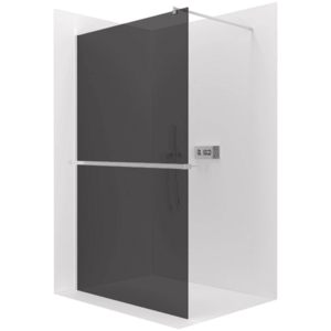 CERANO - Sprchová zástěna Walk-in Onyx Cube L/P - 8 mm + polička/držák na ručníky - hranatá vzpěra - chrom, grafitové sklo - 120x200 CER-8050BD638 vyobraziť