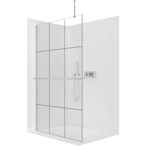 CERANO - Sprchová zástěna Walk-in Onyx Top Round L/P - 8 mm - kulatá vzpěra + polička/držák na ručníky - chrom, industriální sklo - 140x200 CER-8050BD1634 vyobraziť