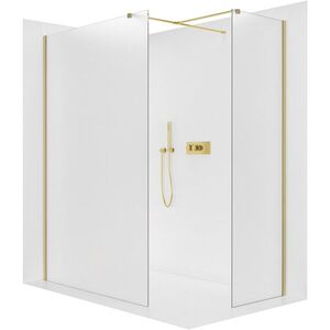 CERANO - Sprchová zástěna Walk-in Onyx T L/P - 8 mm - hranatá vzpěra - zlatá, mléčné sklo - 160x70x200 CER-8050BD3633 vyobraziť