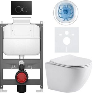 CERANO - Kompletní WC set Basic/Cesso - bílá lesklá - WC tlačítko Dualo/Černá - ovládání shora - předstěnová instalace - 49x36 CER-8050BD85930 vyobraziť