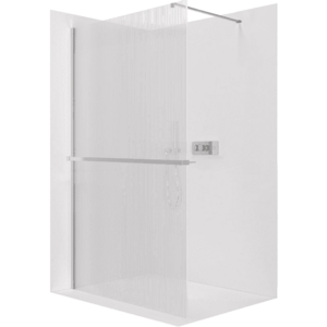 CERANO - Sprchová zástěna Walk-in Onyx Cube L/P - 8 mm + polička/držák na ručníky - hranatá vzpěra - chrom, rýhované sklo - 90x200 CER-8050BD671 vyobraziť