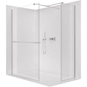 CERANO - Sprchová zástěna Walk-in Onyx T L/P - 10 mm - hranatá vzpěra + polička/držák na ručníky - chrom, transparentní sklo- 160x130x200 CER-8050BD9849 vyobraziť