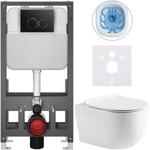 CERANO - Kompletní WC set Basic/Felci - bílá lesklá - WC tlačítko Dualo/Černá - volně stojící - předstěnová instalace - 53x37 CER-8050BD86067 vyobraziť