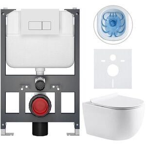 CERANO - Kompletní WC set Basic/Felci - bílá lesklá - WC tlačítko Modulo/Bílá - závěsné - nízký modul - předstěnová instalace - 53x37 CER-8050BD86094 vyobraziť