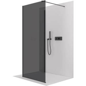 CERANO - Sprchová zástěna Walk-in Onyx Corner Cube L/P - 8 mm - hranatá vzpěra - černá matná, grafitové sklo - 120x30x200 CER-8050BD72264 vyobraziť