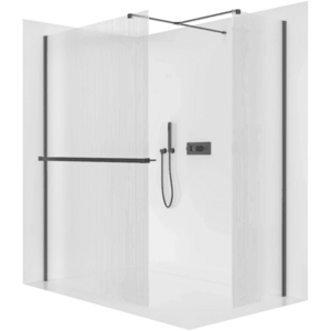 CERANO - Sprchová zástěna Walk-in Onyx T L/P - 8 mm - hranatá vzpěra + polička/držák na ručníky - černá matná, rýhované sklo - 80x80x200 CER-8050BD4118 vyobraziť
