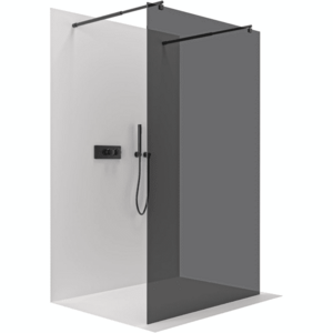 CERANO - Sprchová zástěna Walk-in Onyx Duo L/P - 10 mm - kulatá vzpěra - černá matná, grafitové sklo - 140x200 CER-8050BD71211 vyobraziť