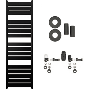 CERANO - Koupelnový radiátorový set Arturo - ústřední vytápění - boční připojení - 859W - černá matná - 1600x500 mm CER-663304 vyobraziť