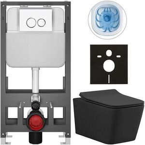 CERANO - Kompletní WC set Basic/Forte - černá matná - WC tlačítko Dualo/Bílá - volně stojící - předstěnová instalace - 51x36 CER-8050BD86377 vyobraziť