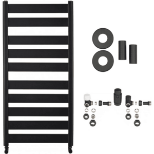 CERANO - Koupelnový radiátorový set Marco - ústřední vytápění - boční připojení - 816W - černá matná - 1125x550 mm CER-663454 vyobraziť