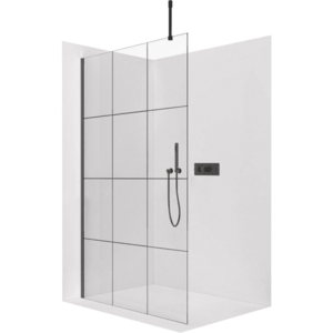 CERANO - Sprchová zástěna Walk-in Onyx Top Cube L/P - 8 mm - hranatá vzpěra - černá matná, industriální sklo - 150x200 CER-8050BD7004 vyobraziť