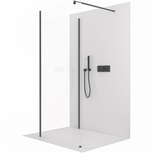 CERANO - Sprchová zástěna Walk-in Onyx Corner Round L/P - 8 mm - kulatá vzpěra - černá matná, transparentní sklo - 120x70x200 CER-8050BD714615 vyobraziť