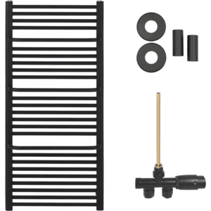 CERANO - Koupelnový radiátorový set Antonio - ústřední vytápění - boční jednobodové připojení - 857W - černá matná - 1460x550 mm CER-663556 vyobraziť