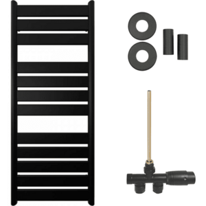 CERANO - Koupelnový radiátorový set Arturo - ústřední vytápění - boční jednobodové připojení - 644W - černá matná - 1200x500 mm CER-663559 vyobraziť