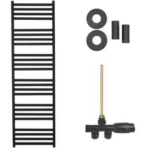 CERANO - Koupelnový radiátorový set Fulgiduson - ústřední vytápění - boční jednobodové připojení - 765W - černá matná - 1800x530 mm CER-663598 vyobraziť