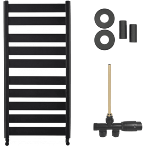 CERANO - Koupelnový radiátorový set Marco - ústřední vytápění - boční jednobodové připojení - 816W - černá matná - 1125x550 mm CER-663607 vyobraziť