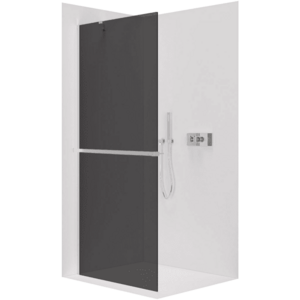 CERANO - Sprchová zástěna Walk-in Onyx Y L/P - 10 mm + polička/držák na ručníky - chrom, grafitové sklo - 150x200 CER-8050BD8661 vyobraziť