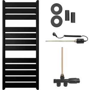 CERANO - Koupelnový radiátorový set Arturo - kombinované vytápění, termo tyč - boční jednobodové připojení - 600W - černá matná - 1200x500 mm CER-663769 vyobraziť