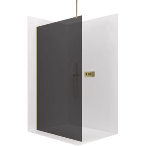 CERANO - Sprchová zástěna Walk-in Onyx Top Round L/P - 8 mm - kulatá vzpěra - zlatá, grafitové sklo - 90x200 CER-8050BD1428 vyobraziť