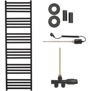 CERANO - Koupelnový radiátorový set Fulgidus - kombinované vytápění, termo tyč - boční jednobodové připojení - 600W - černá matná - 1800x530 mm CER-663808 vyobraziť