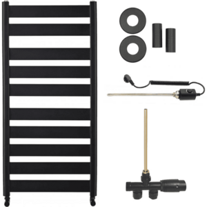 CERANO - Koupelnový radiátorový set Marco - kombinované vytápění, termo tyč - boční jednobodové připojení - 600W - černá matná - 1125x550 mm CER-663817 vyobraziť